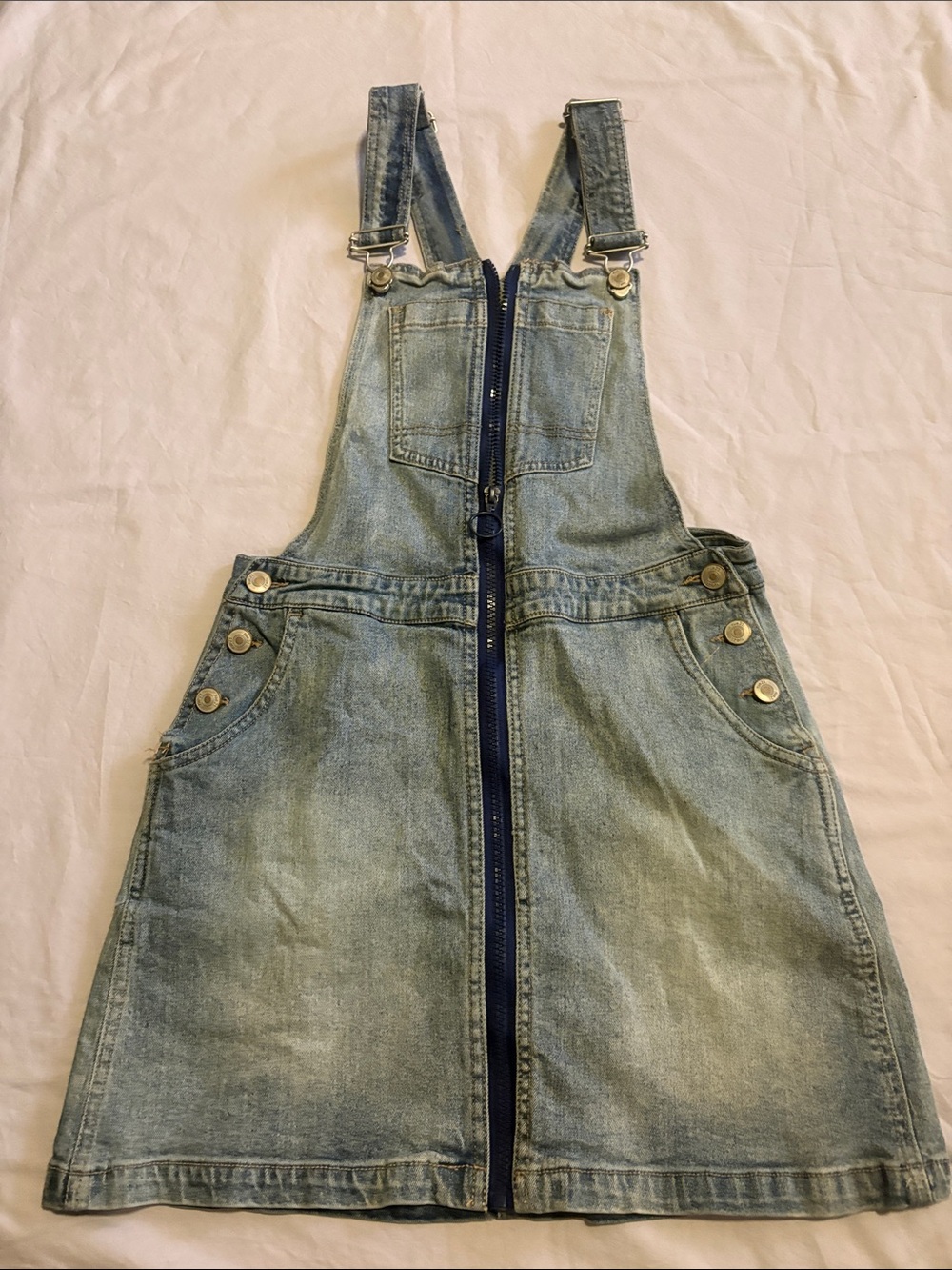 Rue21 Light Wash Denim Button-Side Overall Skirt